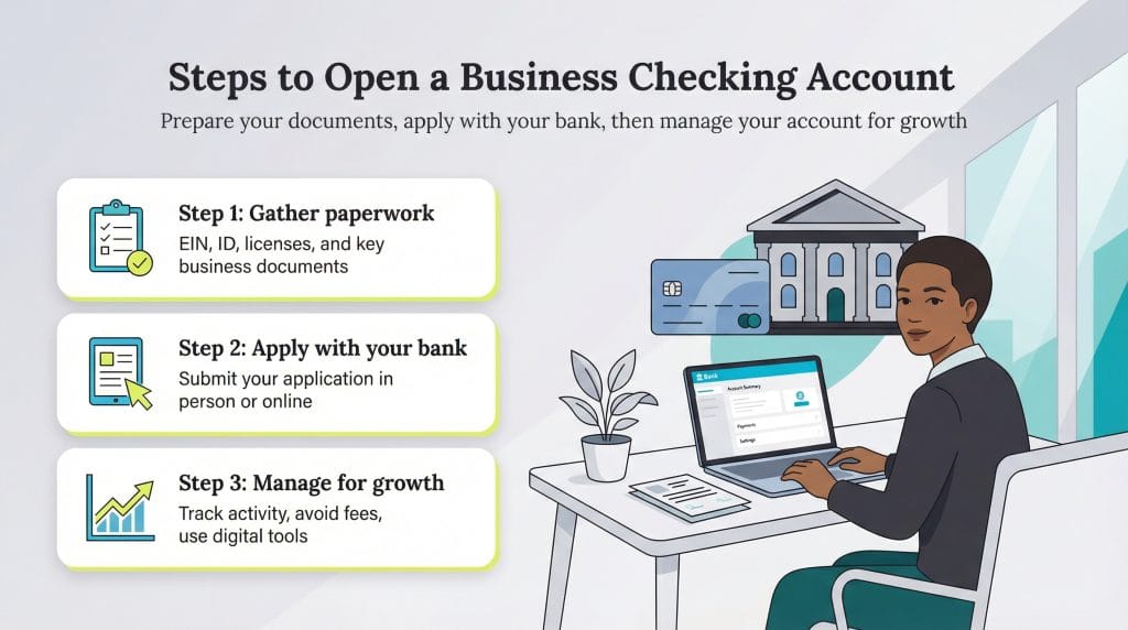 steps to open a checking account