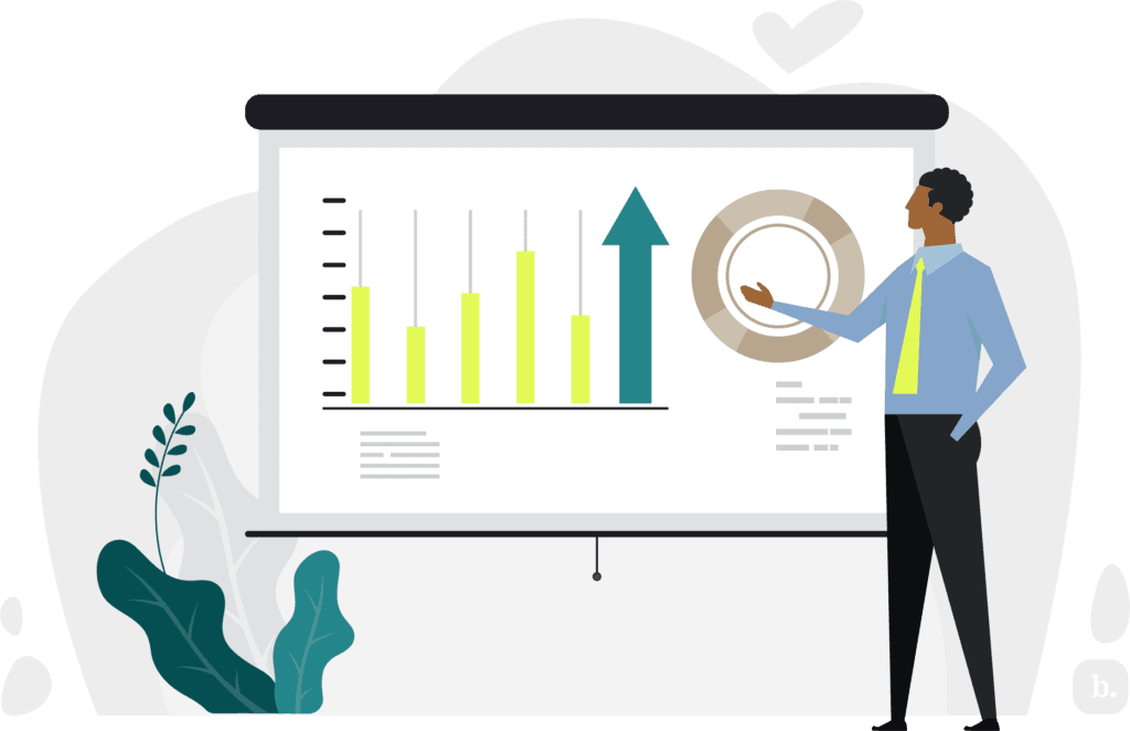 graphic of a person standing in front of a presentation