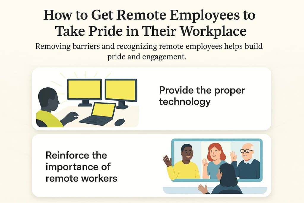 remote employees taking pride in workplace graphic