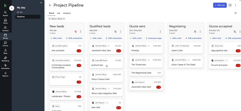 Keap project pipeline