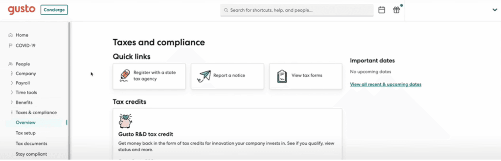 Gusto tax information