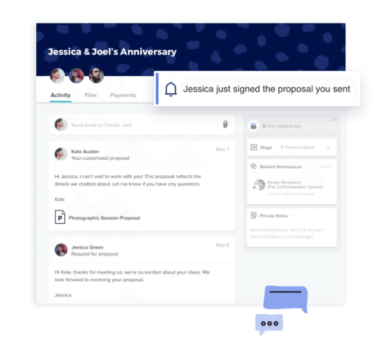 Honeybook dashboard