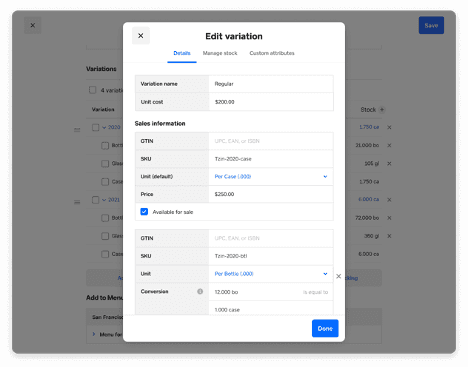 Square inventory management