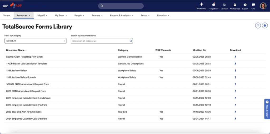 ADP Totalsource forms library