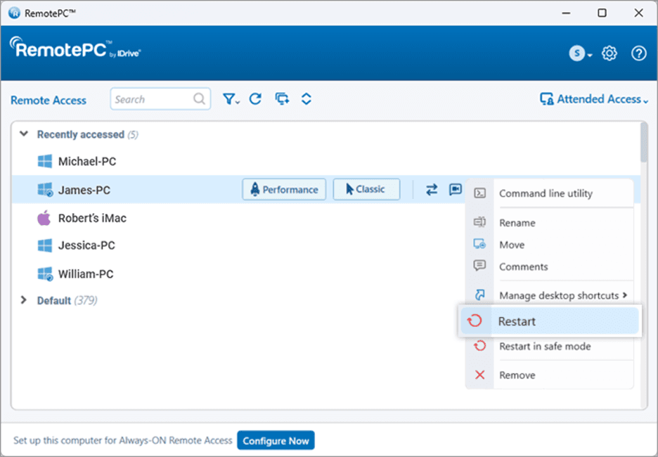 RemotePC interface
