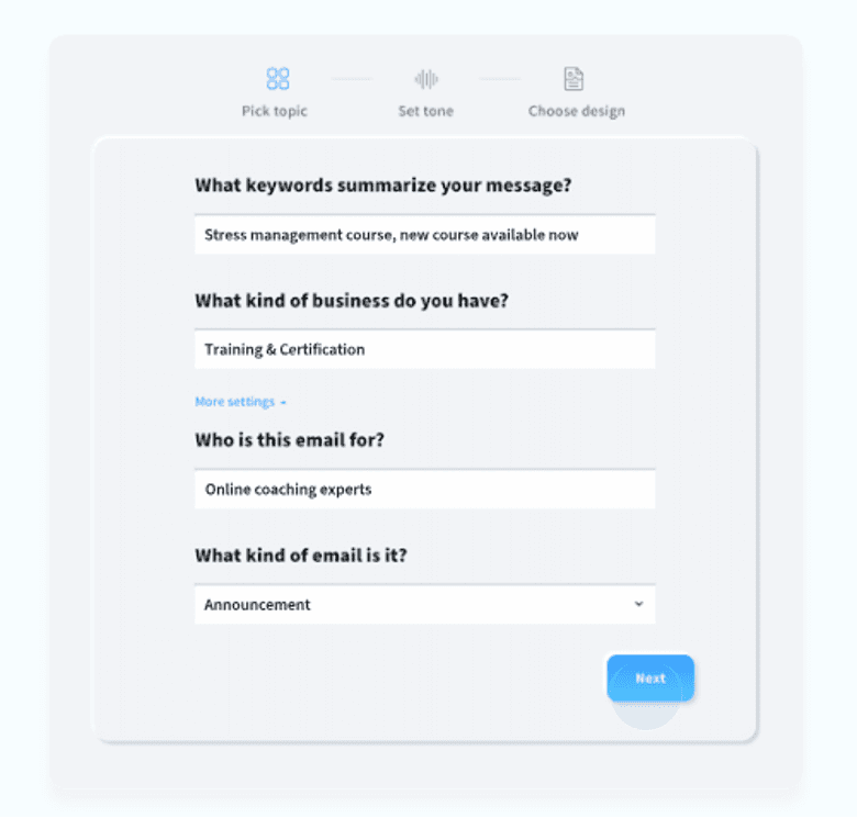 Getresponse AI email writing