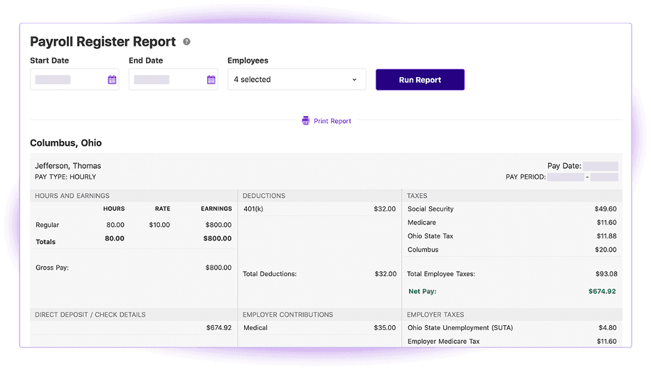 Patriot payroll runs