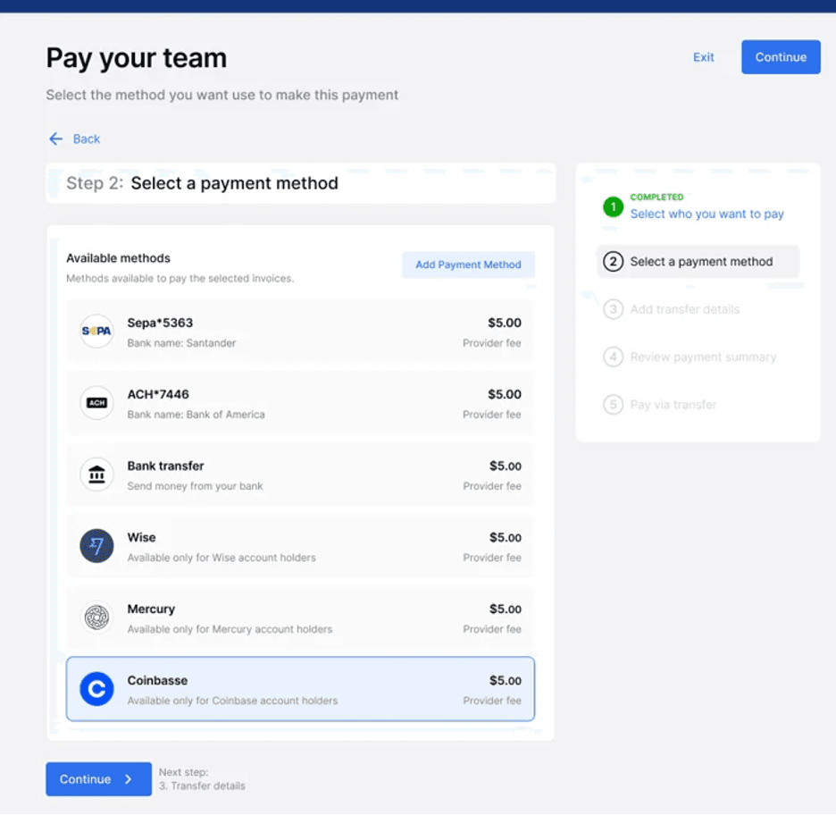 Deel payment methods