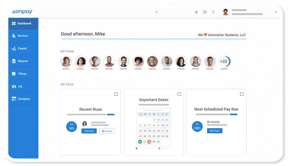 OnPay dashboard