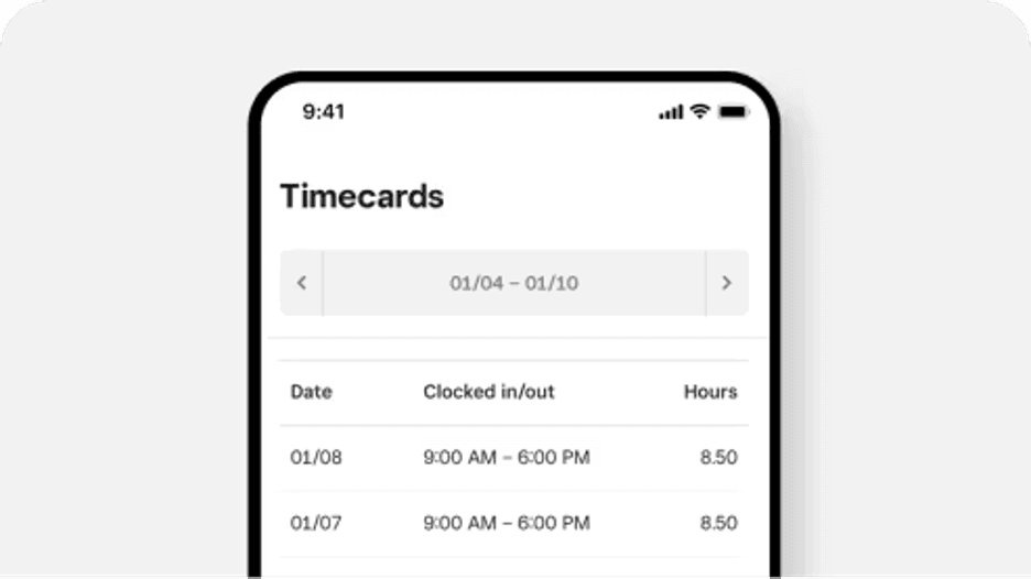 Square timecards