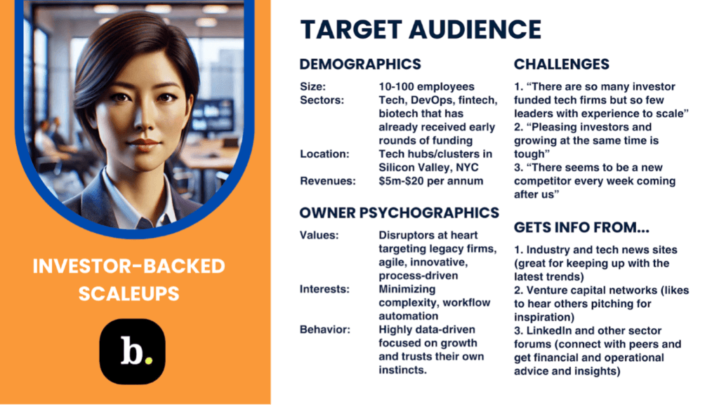 Investor-funded scaleups target audience