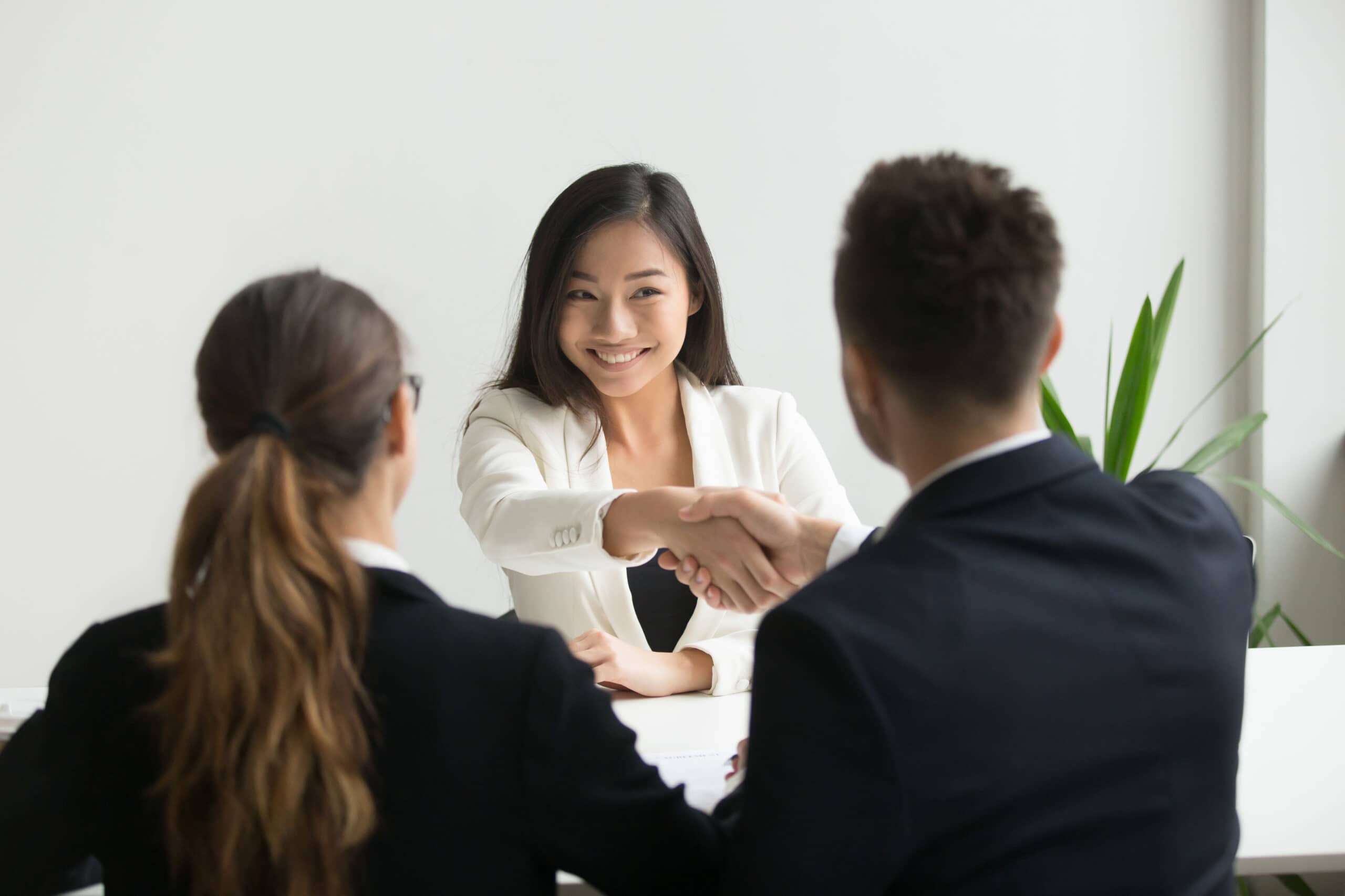 woman getting hired