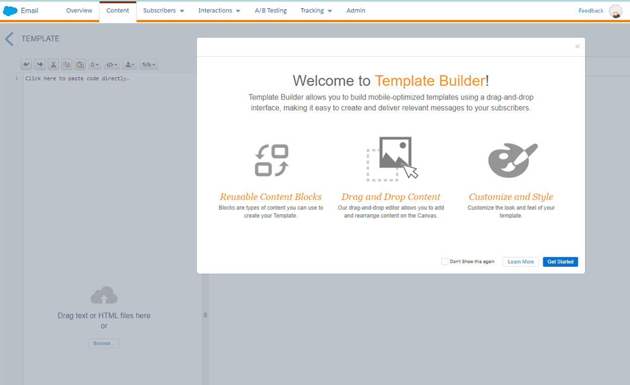 Salesforce drag-and-drop editor