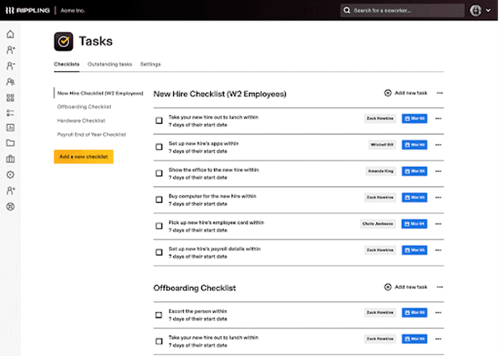 Rippling checklist