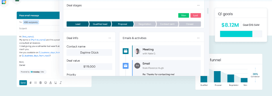 monday sales CRM interface