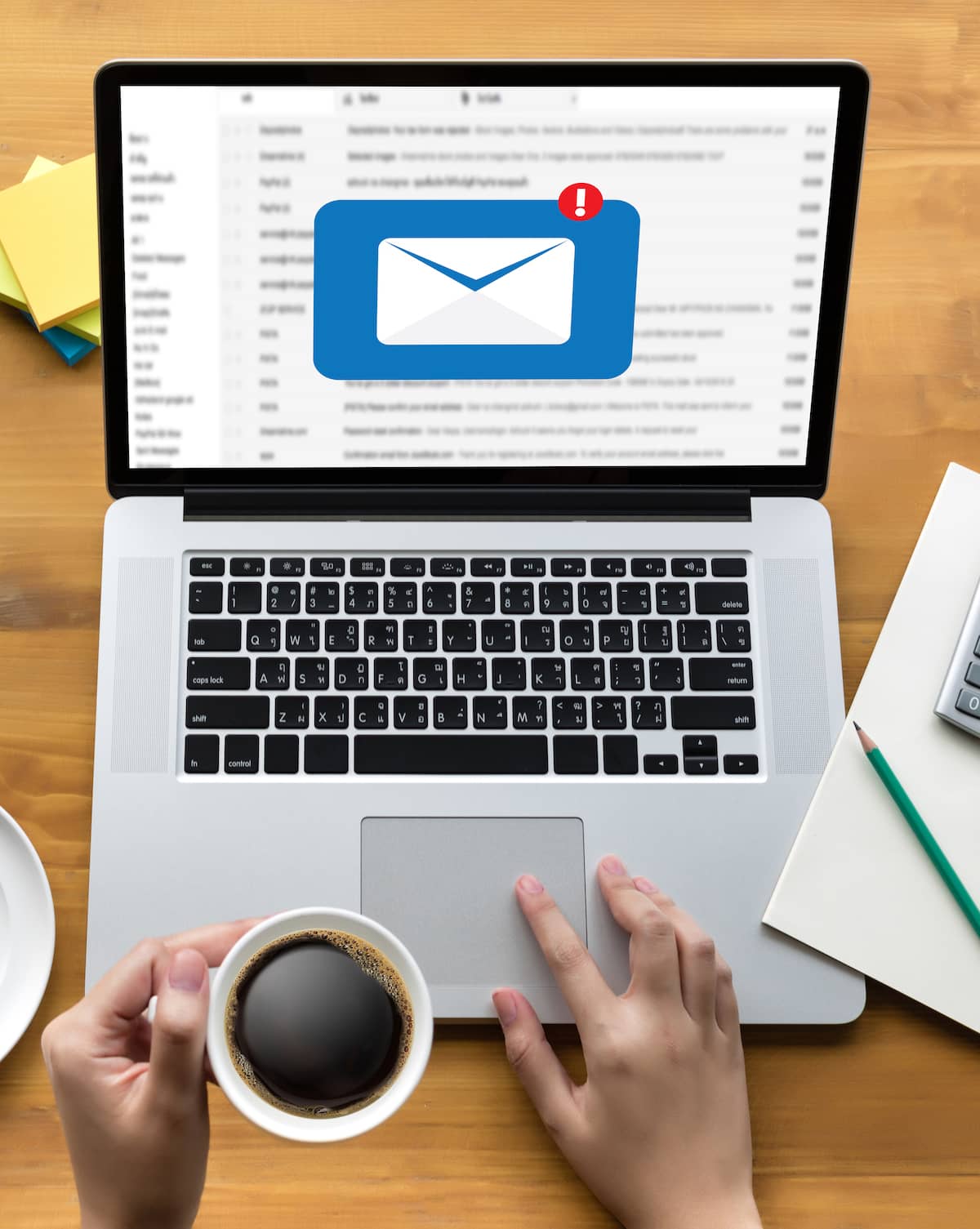 Email symbol on a laptop screen