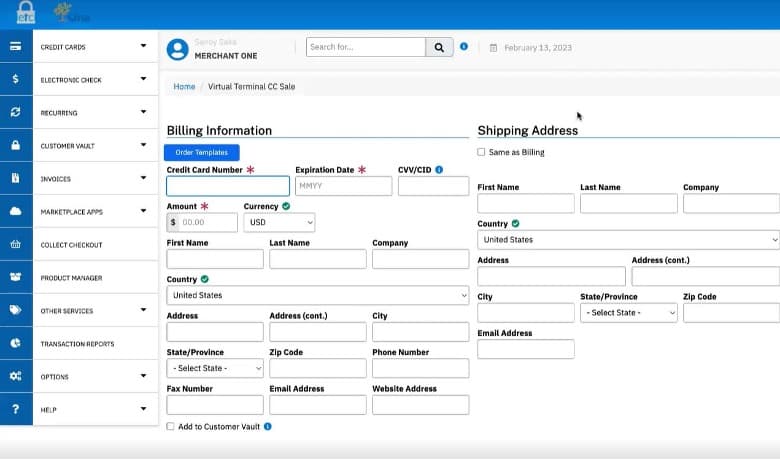 Merchant One customer info