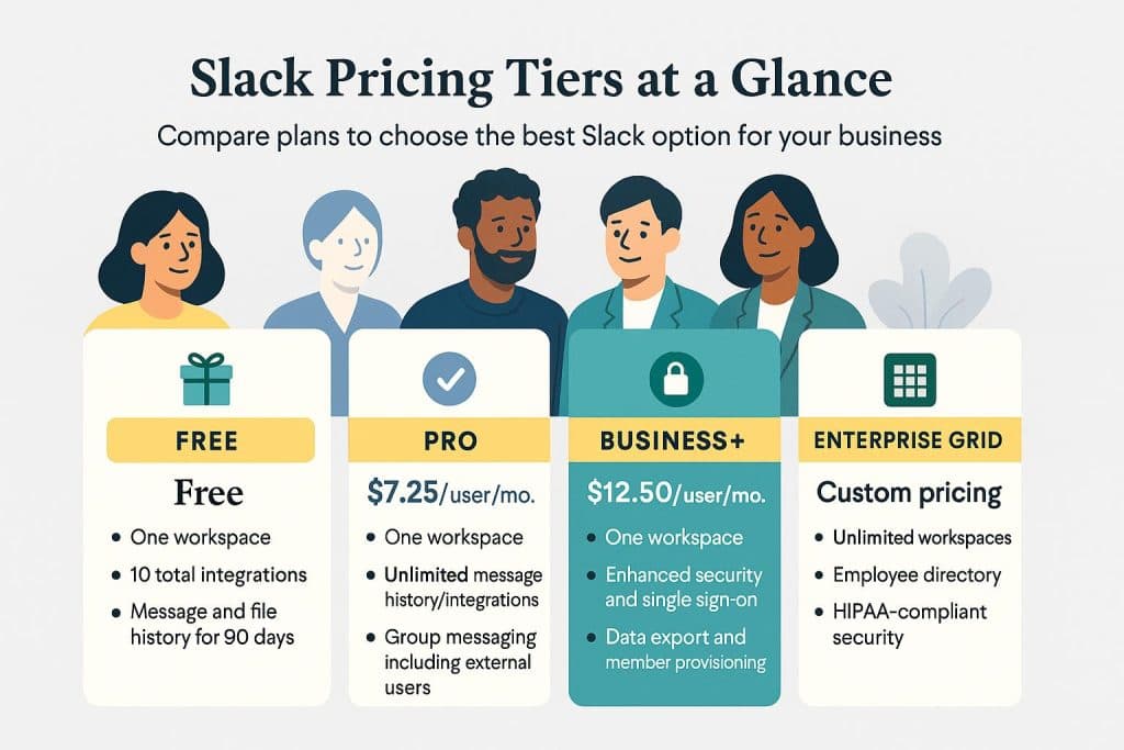 Slack pricing tiers graphic