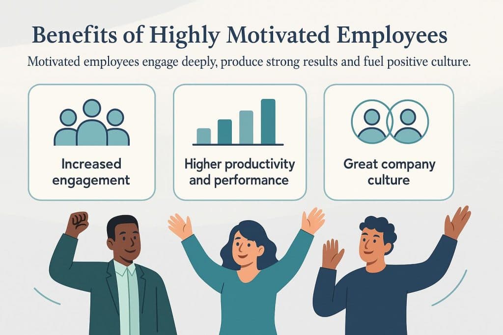 graphic showing the benefits of motivated employees