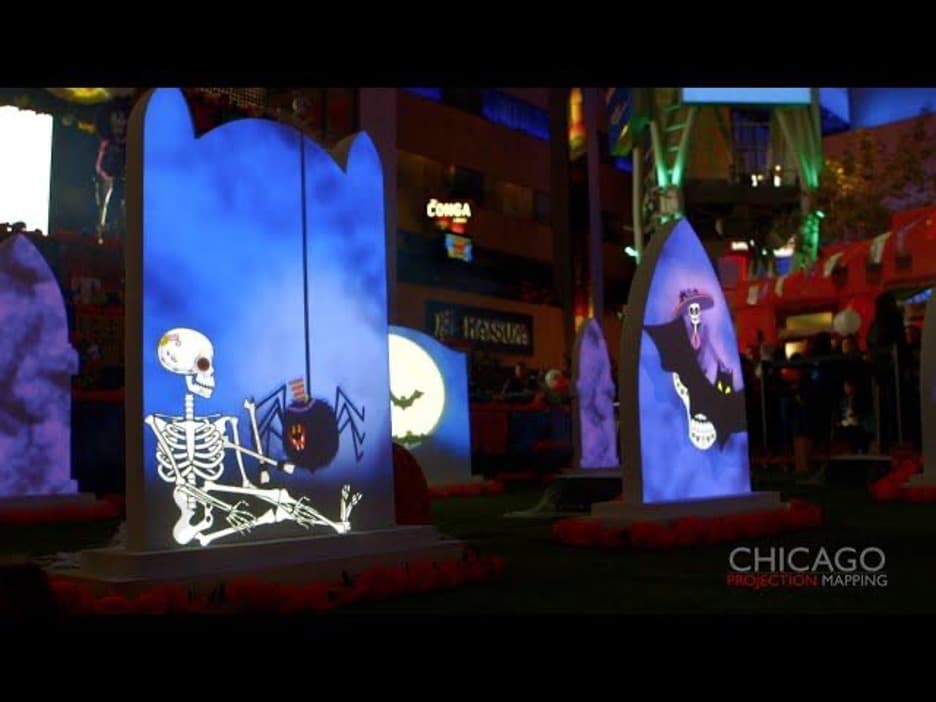 projection map of a skeleton and a witch