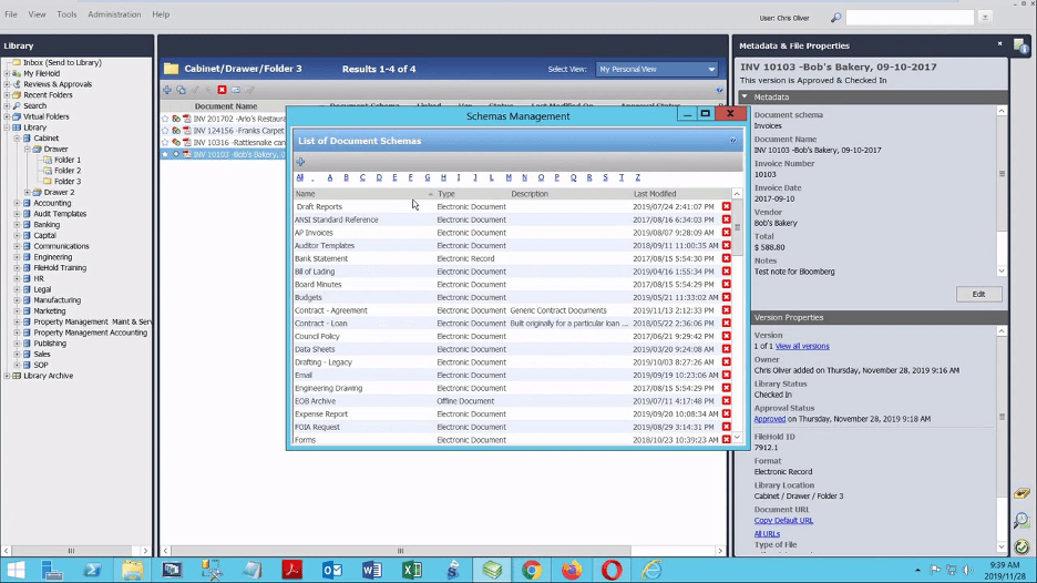 FileHold interface