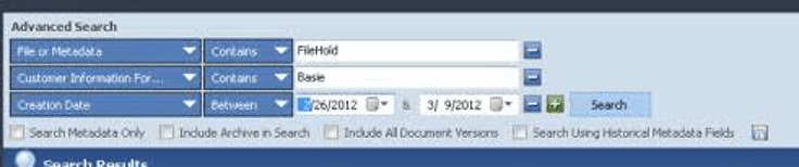 FileHold advanced search