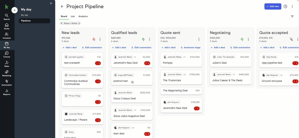 Keap project pipeline