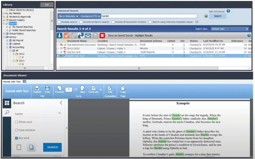 FileHold OCR functionality