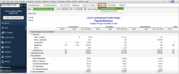 QuickBooks payroll data