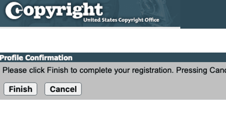 Copyright office website finish registration