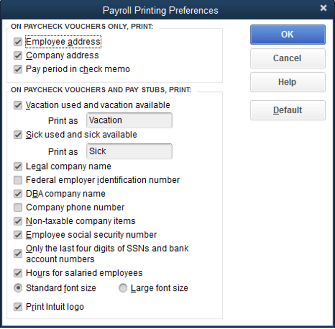 Quickbooks customize paychecks and pay slips