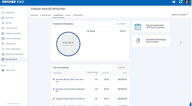 Paychex dashboard