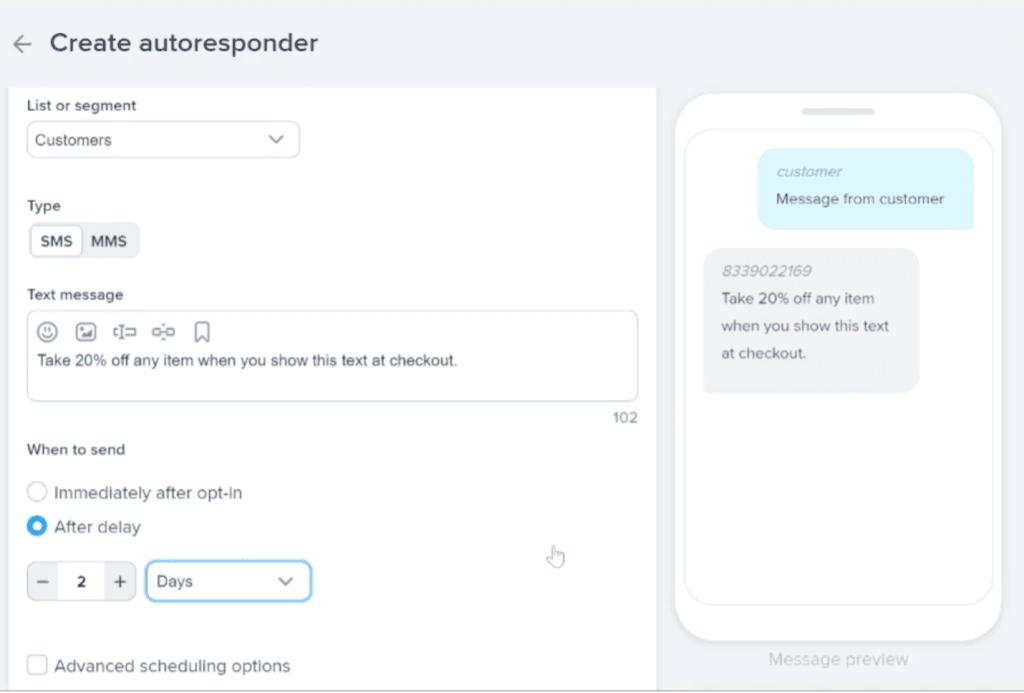 Simpletexting autoresponse
