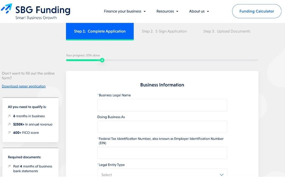 SBG Funding application