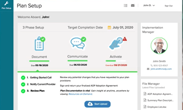 ADP retirement intuitive dashboard