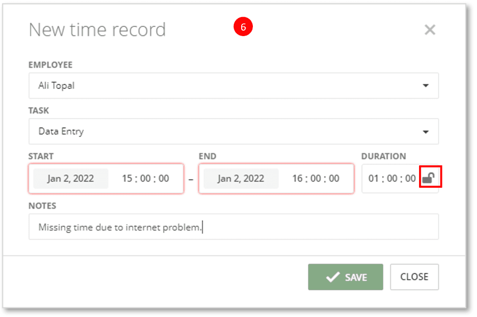 Teramind timecard