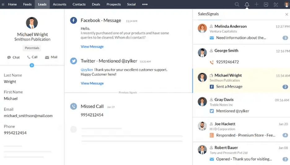 Zoho CRM dashboard