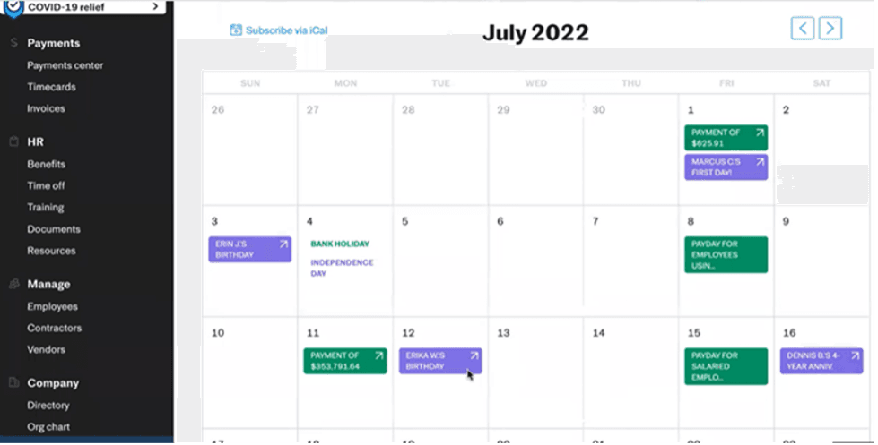 Justworks calendar
