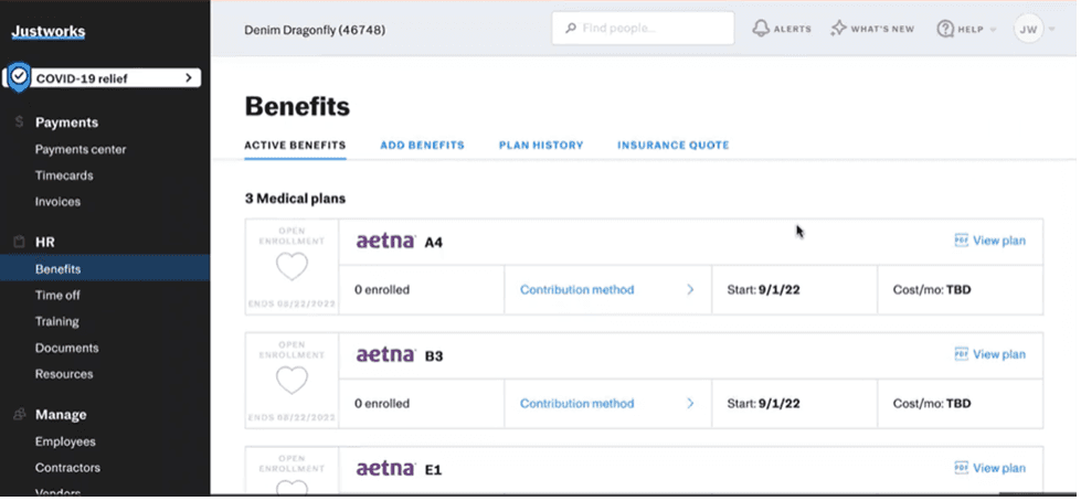 Justworks benefits setup