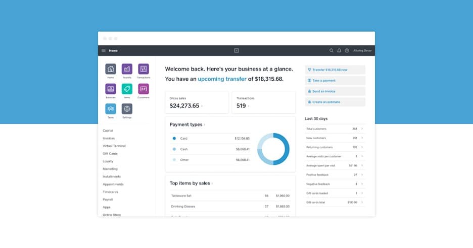 Square dashboard