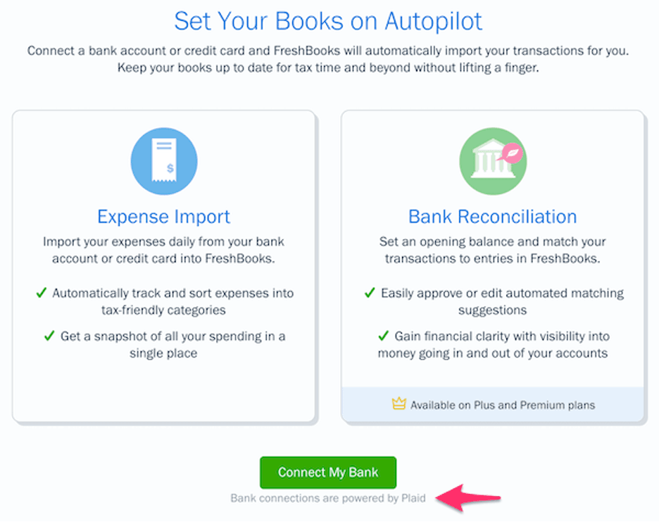 Freshbooks bank connection