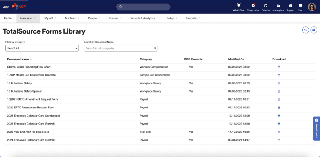 ADP Totalsource forms library