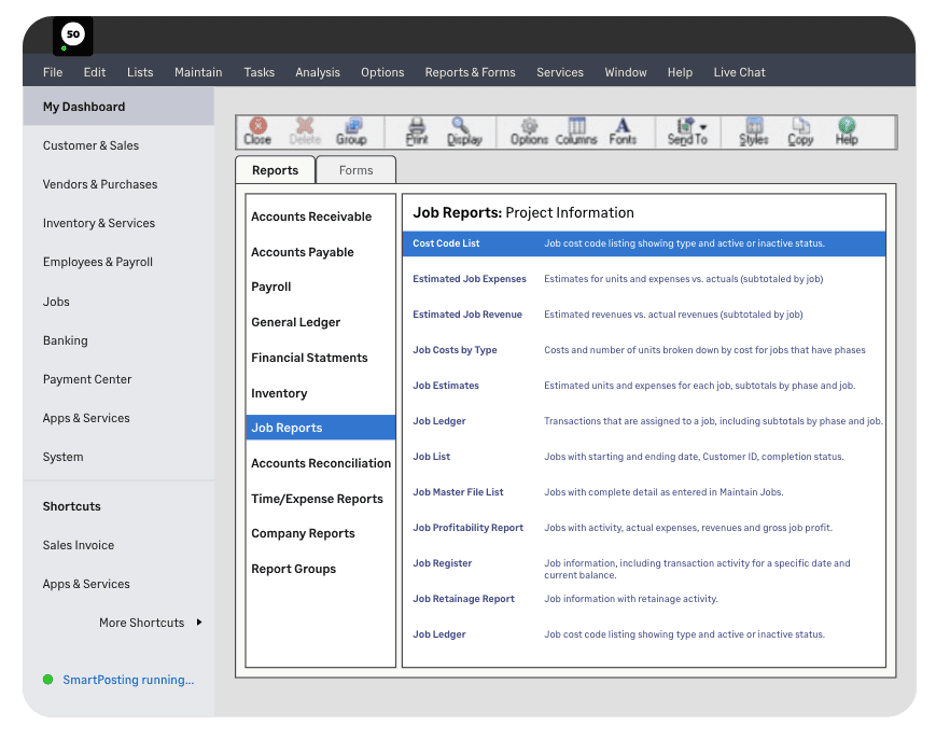 Sage custom reports
