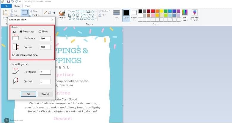 choosing dimensions for a resized file