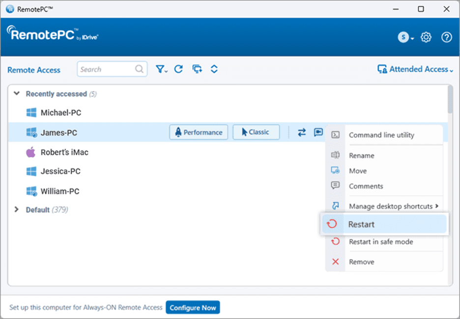 RemotePC interface