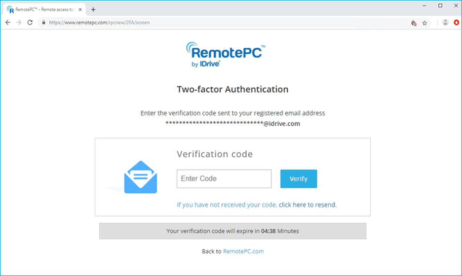 RemotePC two-factor authentification