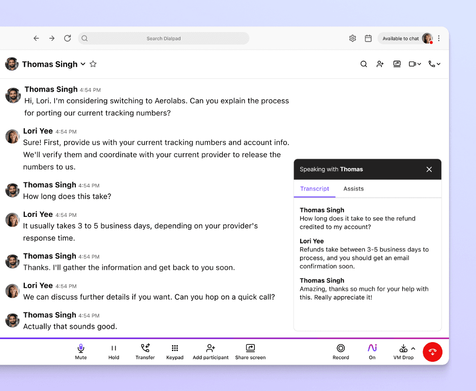 Dialpad Real-Time Assist