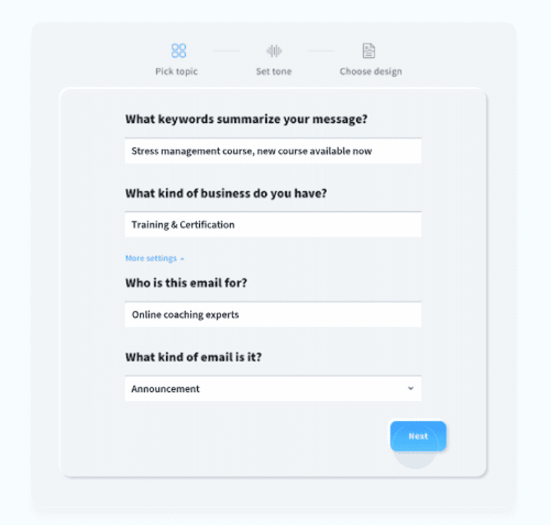 Getresponse AI email writing