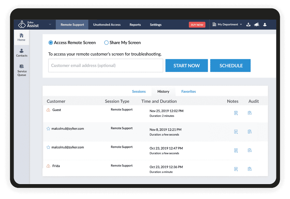 Zoho Assist home page