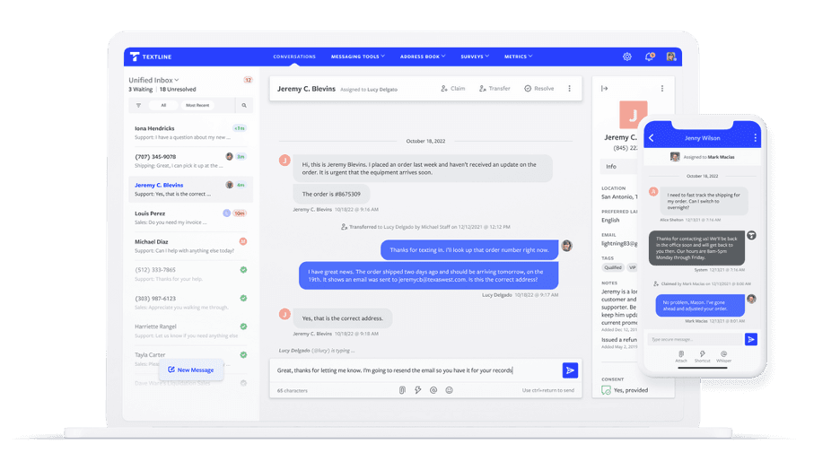Textline two-way communication tools